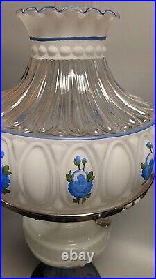 1987 Aladdin Iridescent Blue Moonstone Lincoln Drape pattern Lamp Scarce