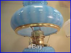 1994 Aladdin-Fenton Blue Grand Vertique Kerosene Mantle Lamp