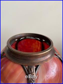 1ST MADE Aladdin Model 206 Red Slag Art Oil Kerosene Lamp Shade By Glass FX 00