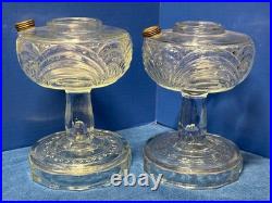 2 ALADDIN Clear Glass Washington Reverse Drape Oil Lamp Vintage Bases