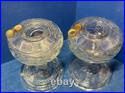 2 ALADDIN Clear Glass Washington Reverse Drape Oil Lamp Vintage Bases