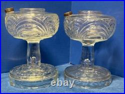 2 ALADDIN Clear Glass Washington Reverse Drape Oil Lamp Vintage Bases