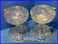 2 ALADDIN Clear Glass Washington Reverse Drape Oil Lamp Vintage Bases