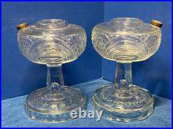 2 ALADDIN Clear Glass Washington Reverse Drape Oil Lamp Vintage Bases