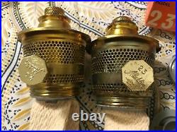 2 ALADDIN Model 23 Round Wick Kerosene Oil Lamp Brass Burners in Box