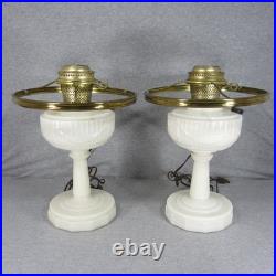 2 Aladdin Alacite Lincoln Drape Electrified Oil Lamps