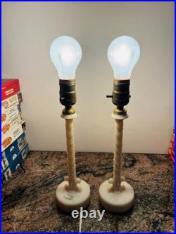2 Aladdin Alacite Uranium White Glass Table Lamps GLOWS Original 12