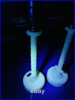 2 Aladdin Alacite Uranium White Glass Table Lamps GLOWS Original 12