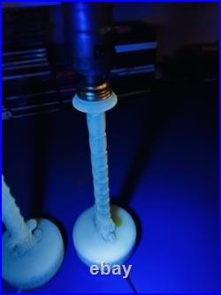 2 Aladdin Alacite Uranium White Glass Table Lamps GLOWS Original 12 2 Aladdin Alacite Uranium White Glass Table Lamps GLOWS Original 12