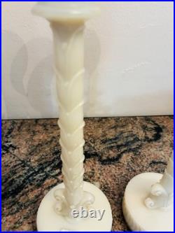 2 Aladdin Alacite Uranium White Glass Table Lamps GLOWS Original 12