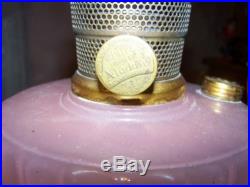 #2 Aladdin Pink Moonstone Corinthian Kerosene Oil Lamp SUPER NICE