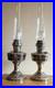 (2) Two Vintage Aladdin No 12 Kerosene Lamps Nickel Plated Oil Lamp with Chimney