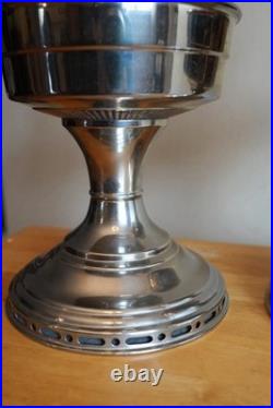 (2) Two Vintage Aladdin No 12 Kerosene Lamps Nickel Plated Oil Lamp with Chimney