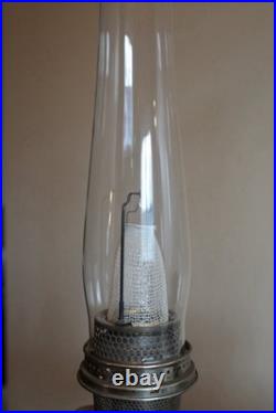 (2) Two Vintage Aladdin No 12 Kerosene Lamps Nickel Plated Oil Lamp with Chimney