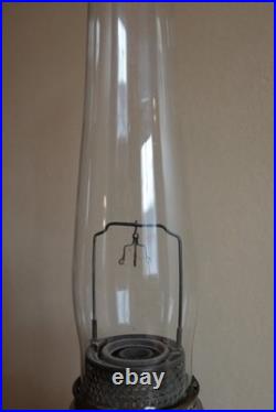 (2) Two Vintage Aladdin No 12 Kerosene Lamps Nickel Plated Oil Lamp with Chimney