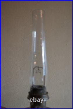 (2) Two Vintage Aladdin No 12 Kerosene Lamps Nickel Plated Oil Lamp with Chimney