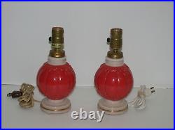 (2) Vintage 1930's Aladdin Alacite Boudoir Dressing Table Lamps Dual Bulbs Works