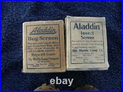2 Vintage Aladdin Kerosene Lamp Brass Insect Screen & Bug Screen In Original Box