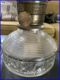 2 Vintage Aladdin Model 23 Burner Geometric Glass Oil Lamp