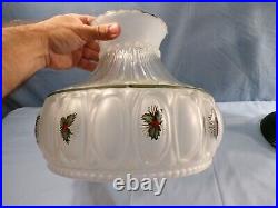 2000 Aladdin Drape Oil Lamp Clear with Green Base Painted Shade with Holly Design