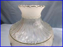 2000 Aladdin Drape Oil Lamp Clear with Green Base Painted Shade with Holly Design