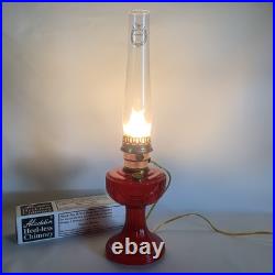 2003 Aladdin Ruby Red Short Lincoln Drape Electric Table Lamp WORKS