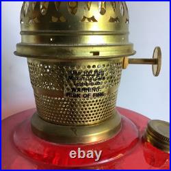 2003 Aladdin Ruby Red Short Lincoln Drape Electric Table Lamp WORKS