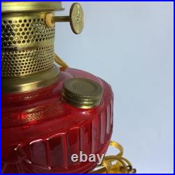 2003 Aladdin Ruby Red Short Lincoln Drape Electric Table Lamp WORKS