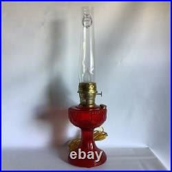 2003 Aladdin Ruby Red Short Lincoln Drape Electric Table Lamp WORKS