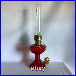 2003 Aladdin Ruby Red Short Lincoln Drape Electric Table Lamp WORKS