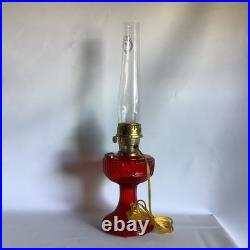 2003 Aladdin Ruby Red Short Lincoln Drape Electric Table Lamp WORKS