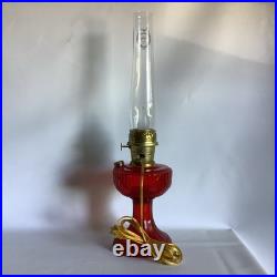2003 Aladdin Ruby Red Short Lincoln Drape Electric Table Lamp WORKS