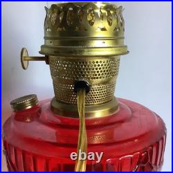 2003 Aladdin Ruby Red Short Lincoln Drape Electric Table Lamp WORKS