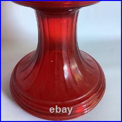 2003 Aladdin Ruby Red Short Lincoln Drape Electric Table Lamp WORKS