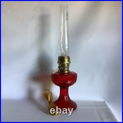 2003 Aladdin Ruby Red Short Lincoln Drape Electric Table Lamp WORKS