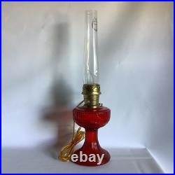 2003 Aladdin Ruby Red Short Lincoln Drape Electric Table Lamp WORKS