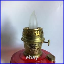 2003 Aladdin Ruby Red Short Lincoln Drape Electric Table Lamp WORKS