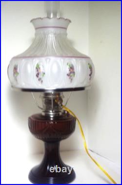 2004 ALADDIN amethyst LINCOLN DRAPE electrified OIL LAMP COMPLETE M752 SHADE