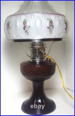 2004 ALADDIN amethyst LINCOLN DRAPE electrified OIL LAMP COMPLETE M752 SHADE