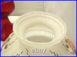 2011 ALADDIN RED SHORT LINCOLN DRAPE OIL LAMP w CADMIUM GLOW CHIMNEY & SHADE