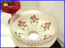 2011 ALADDIN RED SHORT LINCOLN DRAPE OIL LAMP w CADMIUM GLOW CHIMNEY & SHADE