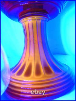 2011 ALADDIN RED SHORT LINCOLN DRAPE OIL LAMP w CADMIUM GLOW CHIMNEY & SHADE