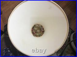 23 1/2 Vintage Aladdin Vaseline Green Corinthian Oil Lamp With Parchment Shade