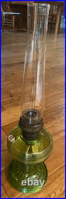 23 1/2 tall Aladdin UV reactive green oil lamp in Beehive pattern 1937-38