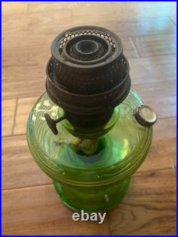23 1/2 tall Aladdin UV reactive green oil lamp in Beehive pattern 1937-38