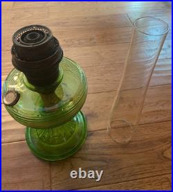 23 1/2 tall Aladdin UV reactive green oil lamp in Beehive pattern 1937-38