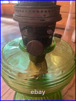 23 1/2 tall Aladdin UV reactive green oil lamp in Beehive pattern 1937-38
