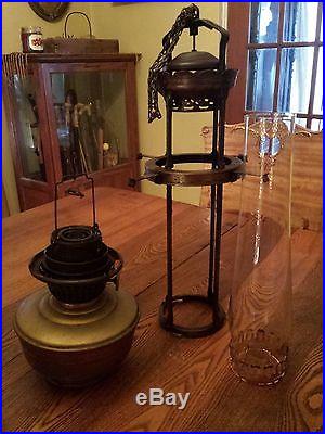 23 ANTIQUE ORNATE VICTORIAN HANGING ALADDIN KEROSENE GAS LAMP LANTERN NO. 12
