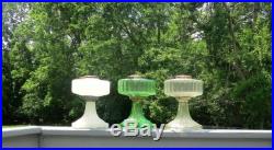 3 ALADDIN CORINTHIAN ANTIQUE CLEAR GREEN WHITE MOONSTONE CLEAR LAMPS