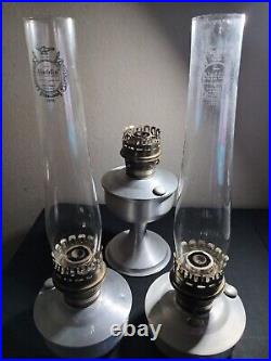 3 Vintage Aladdin Railroad Oil Lamp Aluminum Lantern with Accessories